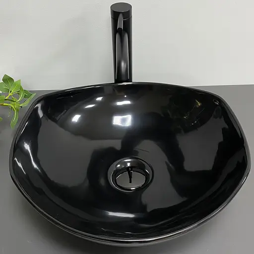 Умивальник VBI Ronta темно-чорний глянцевий накладний VBI-017301, Чорний - фото 4