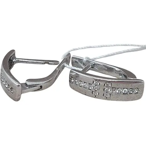 Серебряные серьги Агни ТАНДЕМ с фианитами. 2182/1Р-CZ