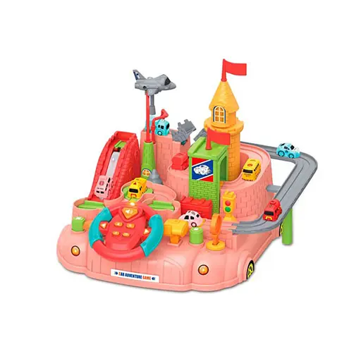 Детский игровой набор "Гараж" A333-330F(Pink) руль, машинки, самолет