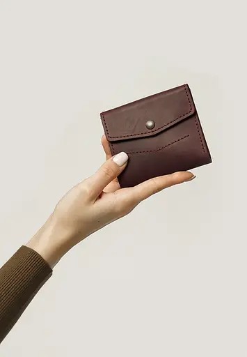 Женский кожаный кошелек 2.1 бордовый Crazy Horse - фото 1