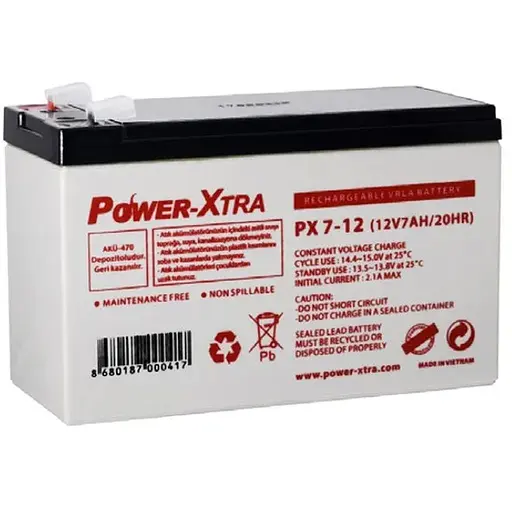 Акумуляторна батарея AGM Power-Xtra PX7-12(28W), Gray Case, 12V 7.0Ah ( 151 х 65 х 94 (100) ) Q5