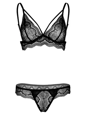 Комплект білизни Daring Intimates Bra and Crotchless Panty S/M чорний - фото 5