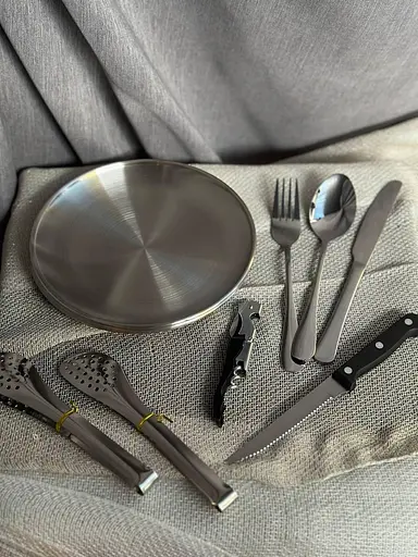 Набір туристичного посуду на 4 особи 24 предмети в чохлі з нержавійки Срібло - фото 4