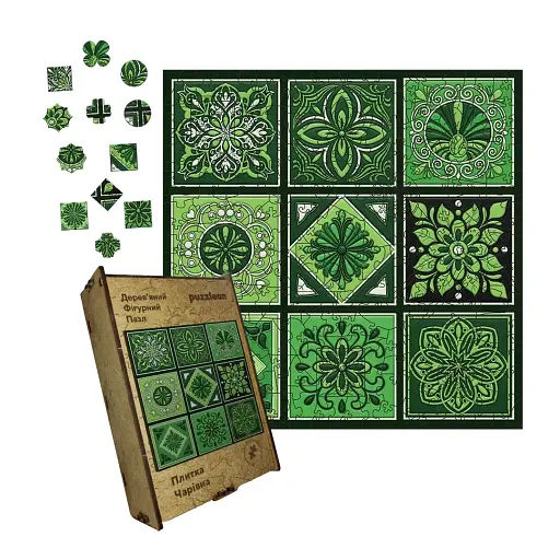 Деревянный фигурный пазл Плитка Волшебная, А3, Картонная коробка 200 элементов