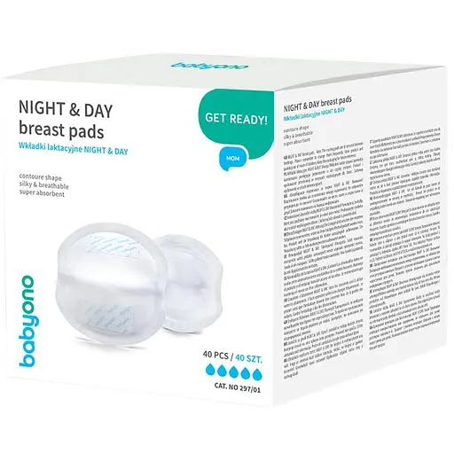 Уценка. Вкладыши лактационные BabyOno Get Ready Mom Night & Day 40 шт. (297/01)