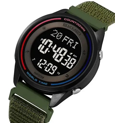 Годинник чоловічий наручний спортивний Skmei 2412 з нейлоновим ремінцем на липучці (Зелений) - фото 2