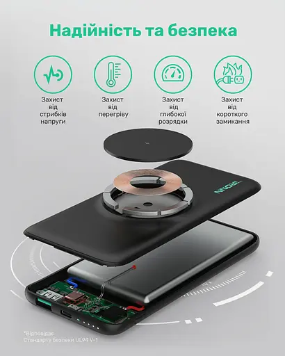 Повербанк iRONN Magnetic Wireless 10000 mAh Black (IR2015MWH) - фото 3