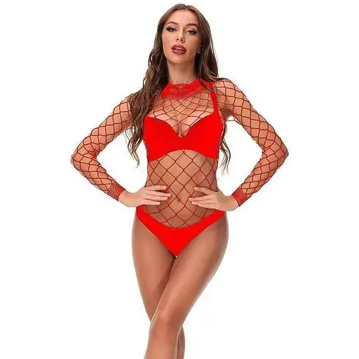 Боді-сітка з коміром M/L Червоний K0627-2