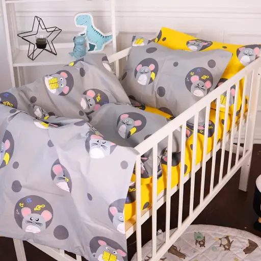 Комплект постельного белья MirSon Бязь 20-0029 Funny mice 160x220 см серо-желтый (2200010267198) - фото 1