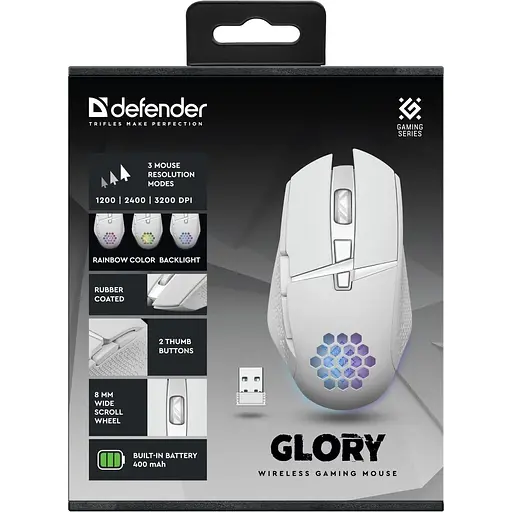 Миша Defender Glory GM-514 White (52513) [135193] - фото 9