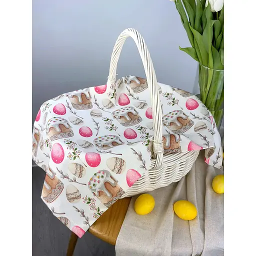 Пасхальное полотенце водоотталкивающее для корзины Пасхальная пасочка 70х40 см Розовый - фото 2