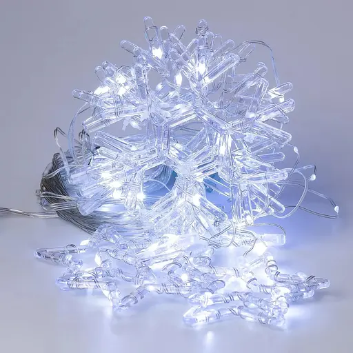 Світлодіодна новорічна гірлянда штора Сніжинка 3х 0.6 м Гірлянда від мережі 220В Біла - фото 1