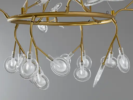 Дизайнерская подвесная люстра "Светлячок", 36 ламп, цвет - золото сатин - фото 3