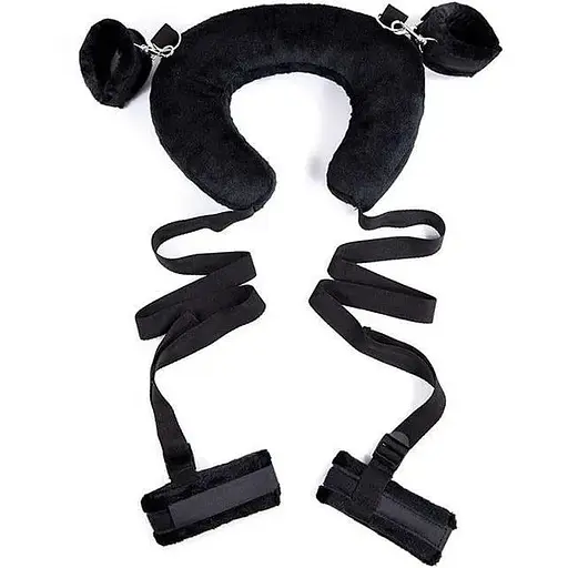 Бондажный BDSM-набор для рук, ног и шеи One Size Черный