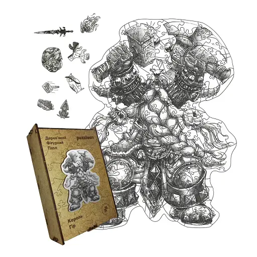 Деревянный фигурный пазл Король Гор, А1, Картонная коробка 500+ элементов