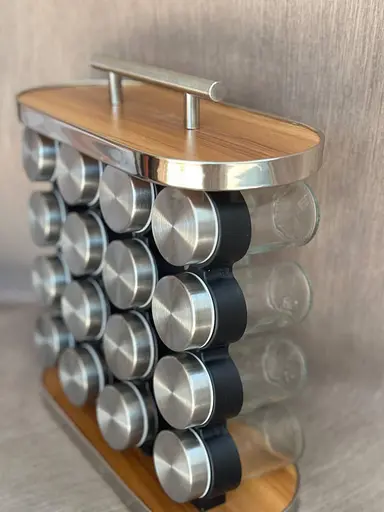 Органайзер для спецій на підставці Edenberg EB-18006 16 ємностей для зберігання спецій кухонні спецівниці Сірий - фото 3