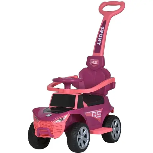 Детская каталка-толокар Bambi Racer 2 в 1 с музыкой и светом, розовая