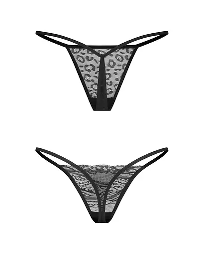 Комплект стрінгів Obsessive Clara 2XL/3XL 2 шт (чорний) - фото 17