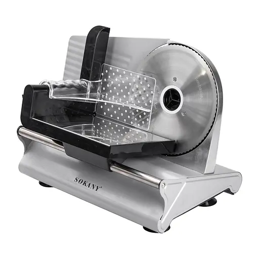 Слайсер електричний Sokany SK-446 500 Вт професійна скибкорізка для м'яса та продуктів Сріблястий - фото 2