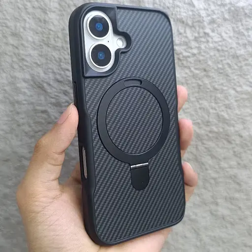 Чохол Epik TPU+PC Metal Buttons with MagSafe Carbon Ring для Apple iPhone 16, 6.1 Чорний - фото 3