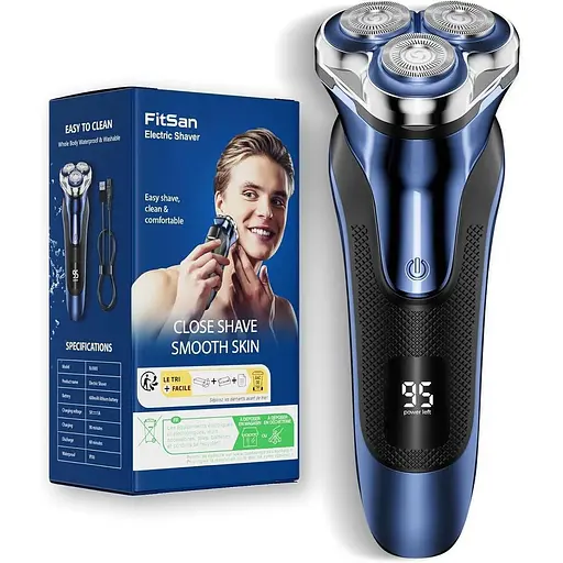 Електробритва FitSan Wet & Dry з лезами PowerCut, бездротова USB-перезаряджувана