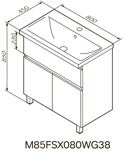 Тумба підлогова AM.PM X - Joy 80 см з умивальником M85-FSX8053-WC0803WG38 - фото 9