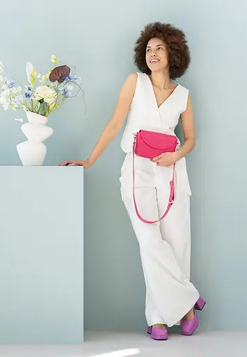 Жіноча шкіряна сумка Molly фуксія - фото 2