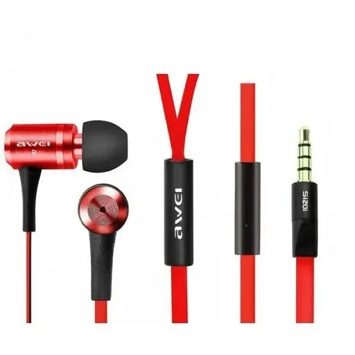 Дротові навушники Awei ES-120i, 3.5mm, 1.2m, red