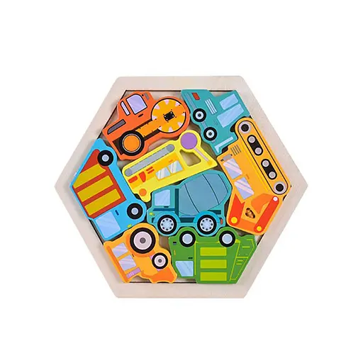 Детский деревянный пазл вкладыш "Строительный транспорт" C9441-2
