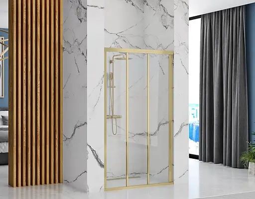 Душевые двери Rea Alex 120 brushed gold REA-K2501, прозрачный, золотой - фото 2