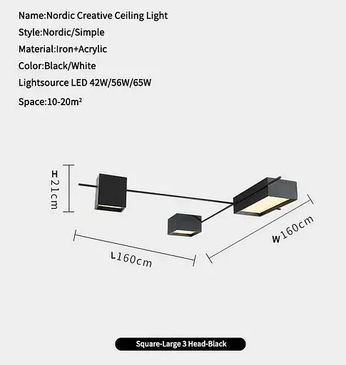 Сучасна світлодіодна люстра Kagu Led метал + акрил (Чорний) - фото 2