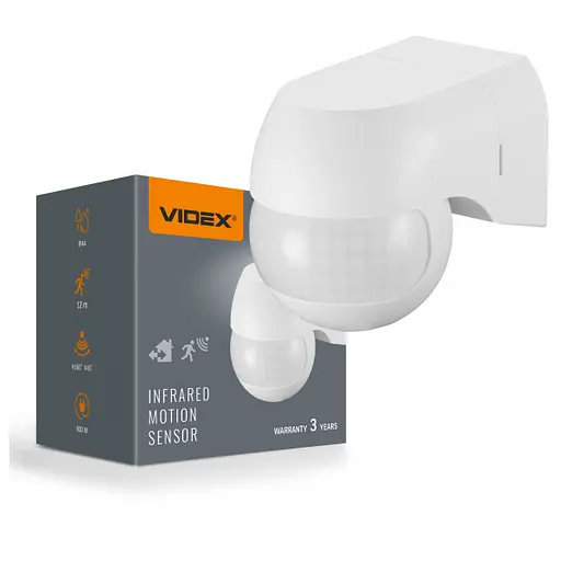 Датчик руху та освітленості Videx VL-SPW11W 220V 800W IP44 інфрачервоний білий - фото 1