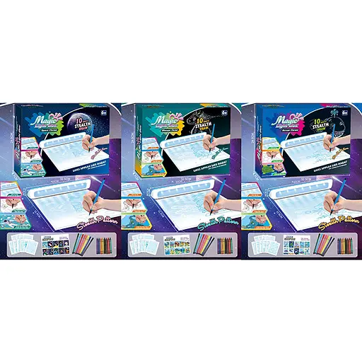 Дощечка для малювання, світло, LED, картки, фломастери, воскова крейда, чарівна папір (В асортименті) - фото 2