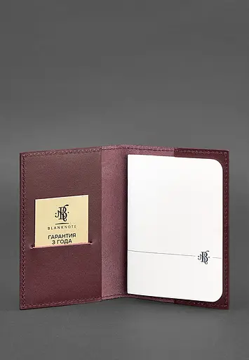 Кожаная обложка для паспорта и военного билета 1.2 бордовая Краст - фото 3