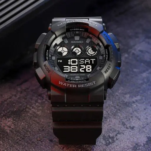 Тактичний водостійкий кварцовий годинник Skmei Stalker black - фото 3