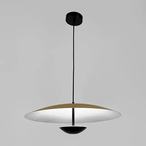 Світильник у чорно-білому корпусі з імітацією дерева Ø 50 см | Line F | Арт. DE27/1 - фото 4