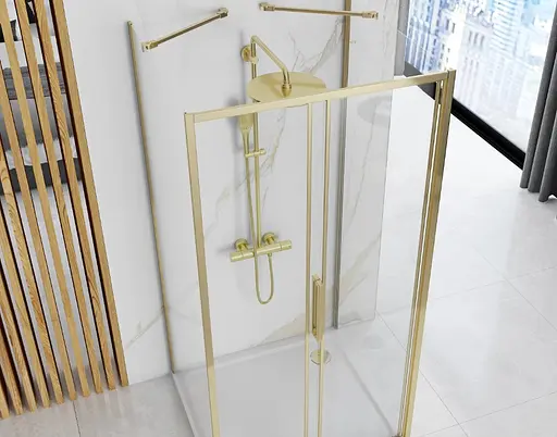 Душевая кабина Rea Rapid Slide 140x80 gold пристенная REA-KPL-09428, Универсальная, прозрачная, золотая - фото 5