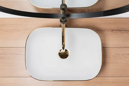 Умивальник Rea Belinda gold edge накладний білий/золотий REA-U8736, Білий - фото 5