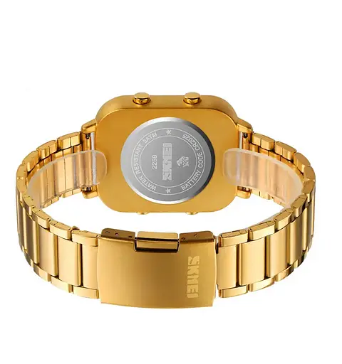 Чоловічий наручний годинник Skmei 2259 (Золотистий з чорним) - фото 5