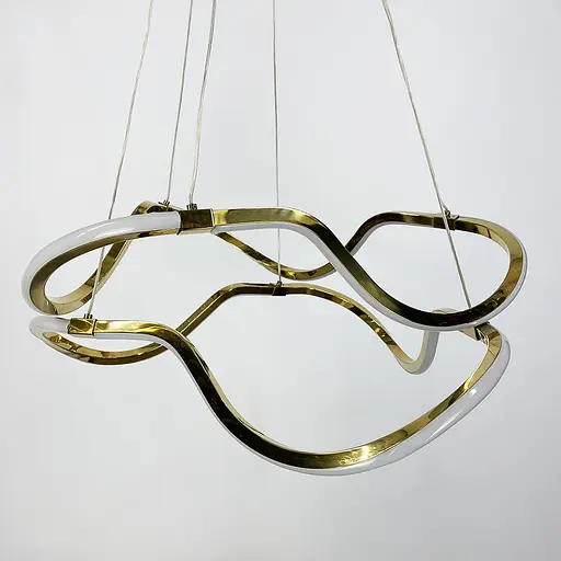 Золота люстра із двома хвилеподібними кільцями d50 см | Арт. Y 405-500+500 GD | Line F - фото 8