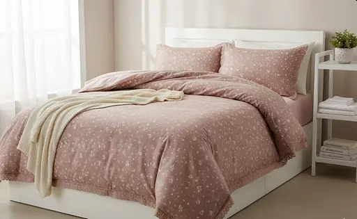 Постельное белье Laura Grand 33 07 сатин - евро комплект цвет пудровый - фото 1