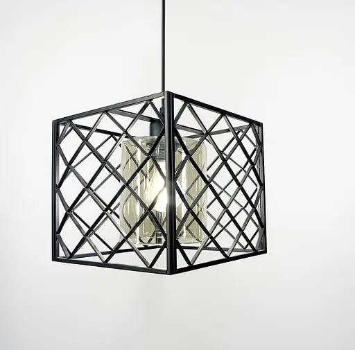 Світильник лофт у геометричному каркасі Line.F Колір плафона Янтарний - фото 2