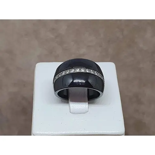 Срібне кільце Aurora з керамікою і фіанітами. С1107Ч 16,5 - фото 4