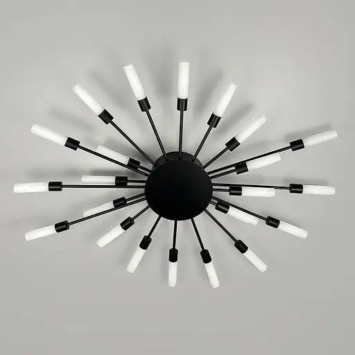 Потолочная черная люстра в форме солнечной вспышки на 22 плафона G4 Ø 90х70 см | Line F | Ст. 1279/22 BK - фото 4