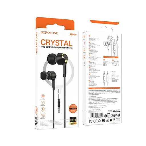 Навушники BOROFONE BM83 Craft universal earphones with mic Black - фото 2