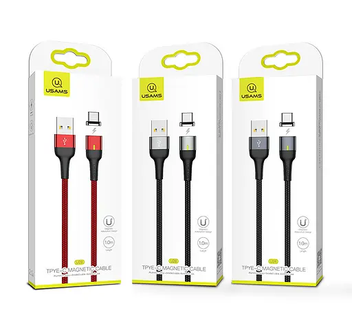 Кабель Usams Lightning Aluminum Alloy Магнітний US-SJ326 U28 1 м 2.4A - фото 2