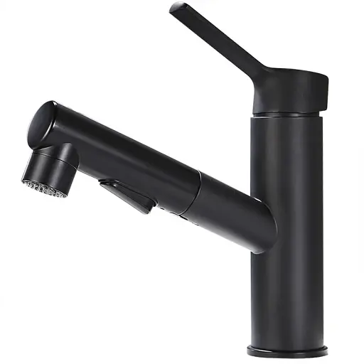 Змішувач для умивальника Zegor 3в1 KLF10-A012YB з витяжною лійкою Чорний 30412 - фото 2