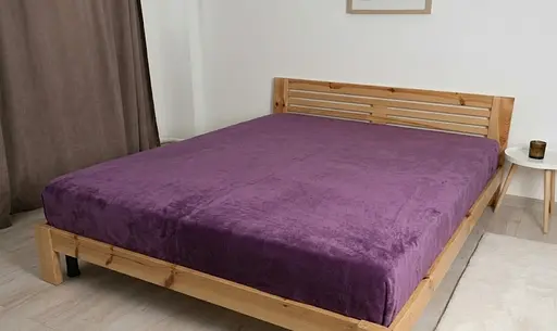 Простыня Флис пудрово-лиловая, теплая мягкая простыня 200 x 230 см для кровати - фото 1