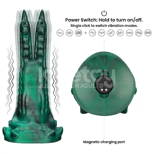 Вібратор Lovetoy Double-Claw Savage Charm 19.4 см зелений - фото 2