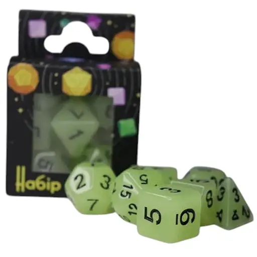 Набор кубиков Glow in the dark 7 Dice Set - White , 7 шт. (g7dglow05) - фото 1